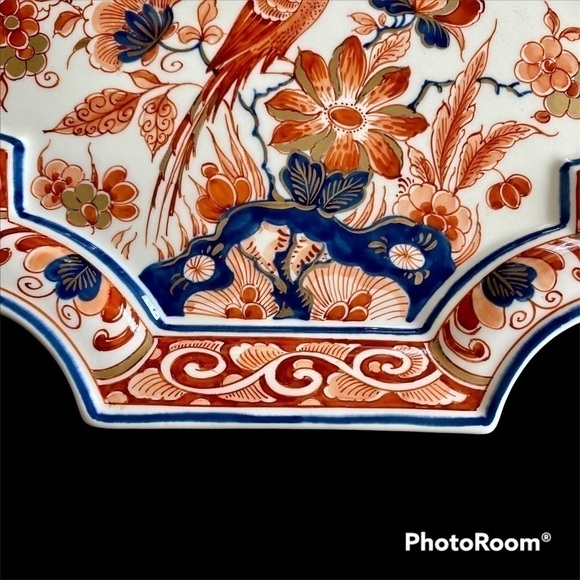 ROYAL DELFT Imari Bird of Paradise Plaque Scarce 1980s Vintage - Picture 4 of 11